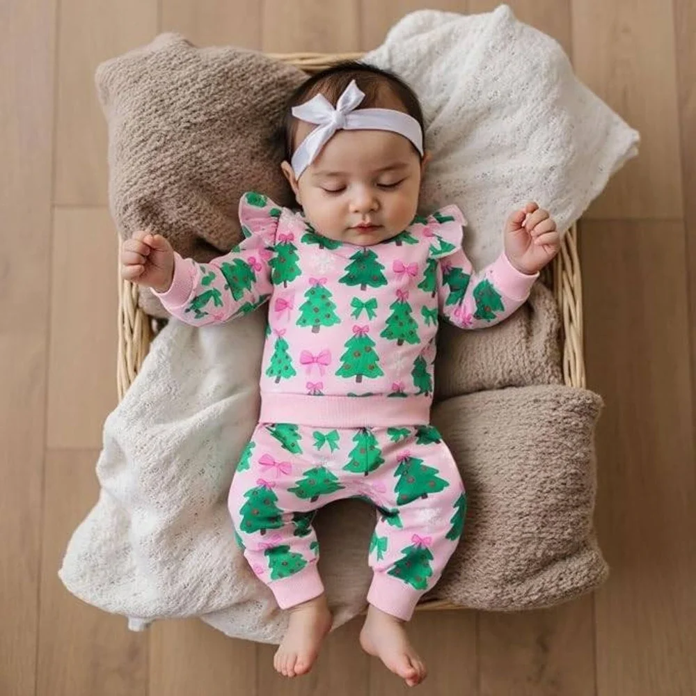 BemeyourBBs Newborn Toddler Baby Girl Outfit 18-24M Ruffle Shirt & Pants